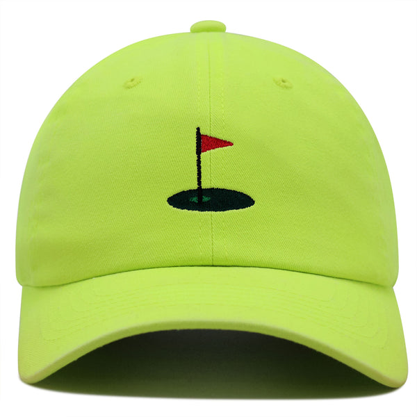 Golf Cup Premium Dad Hat Embroidered Baseball Cap Golf Ball Hole Flagstick Pin