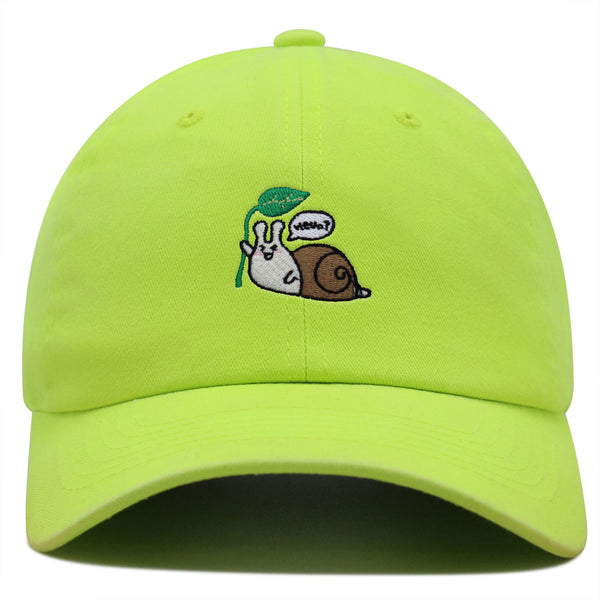 Hello Snail Premium Dad Hat Embroidered Baseball Cap Cute Character