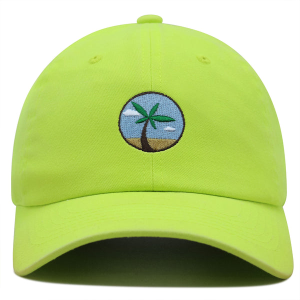 Oasis Palm Tree Premium Dad Hat Embroidered Cotton Baseball Cap