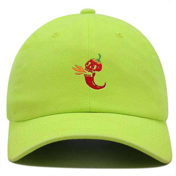 Jalapeno Skull Premium Dad Hat Embroidered Cotton Baseball Cap Spicy Pepper