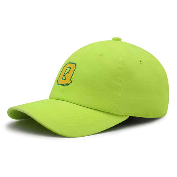 Initial Q College Letter Premium Dad Hat Embroidered Cotton Baseball Cap Yellow Alphabet