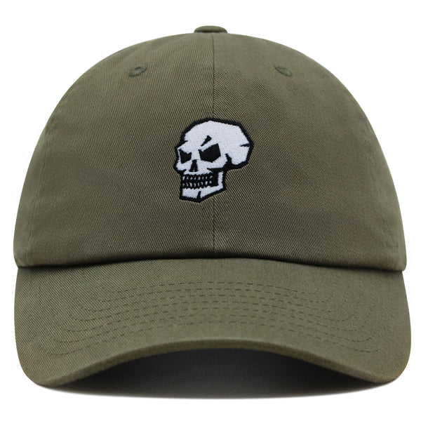 Skull Side View Premium Dad Hat Embroidered Baseball Cap Grunge