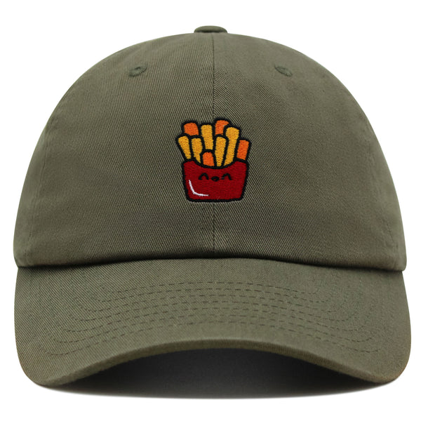 Smiling French Fries Premium Dad Hat Embroidered Baseball Cap Chips Fast Food