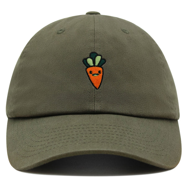 Smiling Carrot Premium Dad Hat Embroidered Baseball Cap Vegetable Vegan