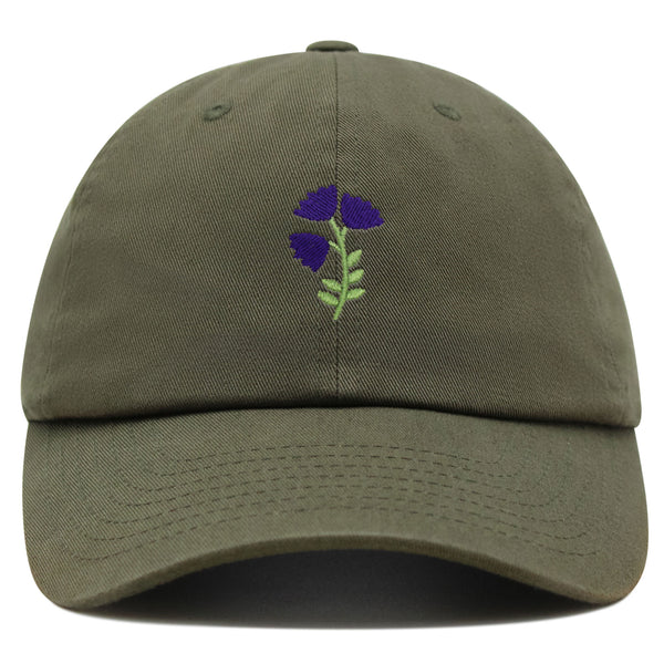 Purple flower Premium Dad Hat Embroidered Baseball Cap Purple Floral