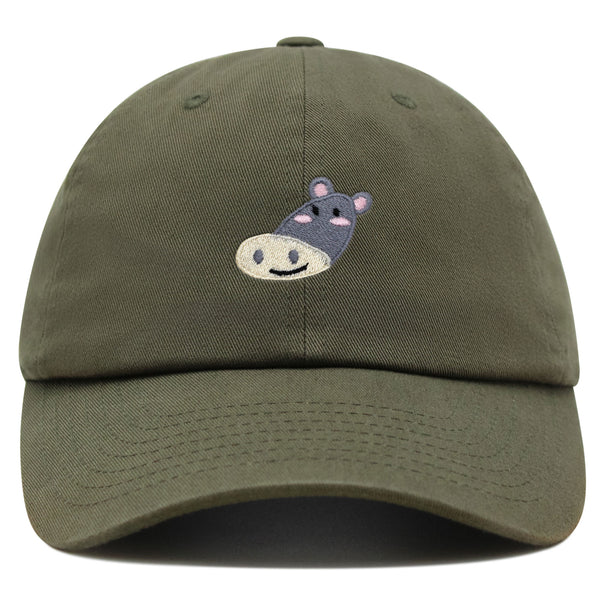 Cute Hippo Face Premium Dad Hat Embroidered Baseball Cap Zoo Hippopotamus