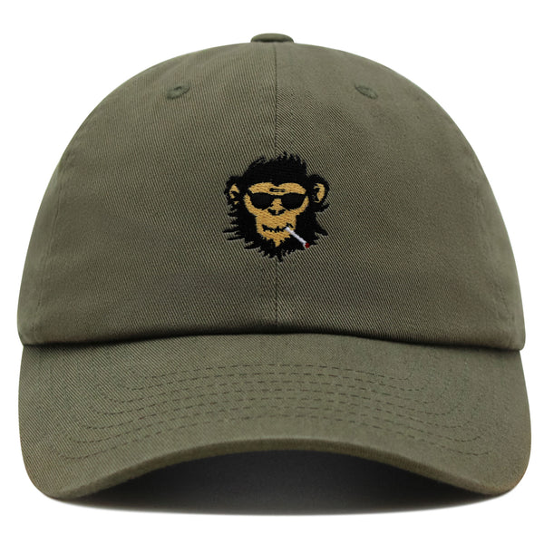 Smoking Monkey Premium Dad Hat Embroidered Baseball Cap Wild Animal Funny