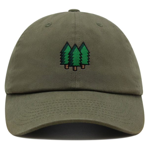 Trees Premium Dad Hat Embroidered Baseball Cap Forest Hiking