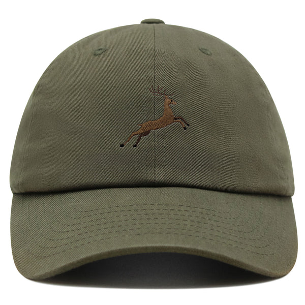 Deer Premium Dad Hat Embroidered Baseball Cap Hunting Jumping