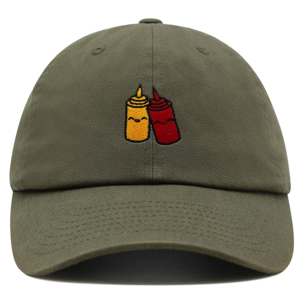 Ketchup and Mustard Premium Dad Hat Embroidered Baseball Cap Foodie Sauces Ketchut Mustard