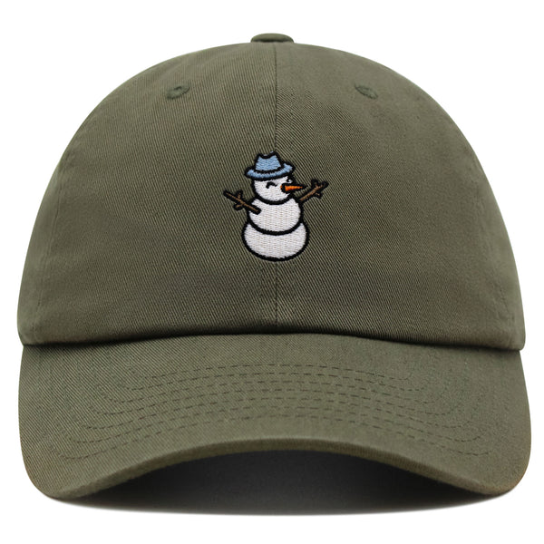 Snowman Premium Dad Hat Embroidered Baseball Cap Winter Snow