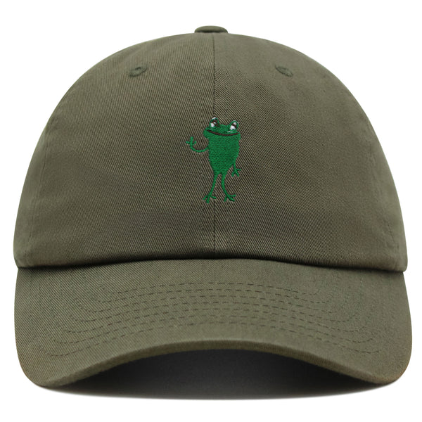 Frog Hi! Premium Dad Hat Embroidered Baseball Cap Cute