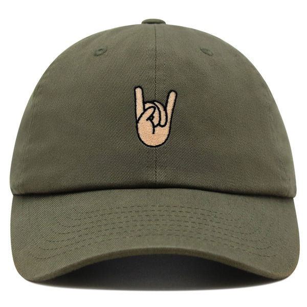 Rock and Roll Premium Dad Hat Embroidered Baseball Cap Hand Sign Peace