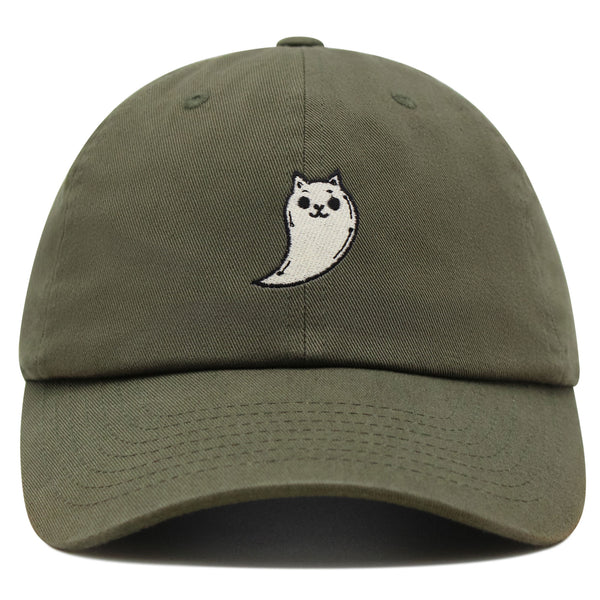 Ghost Cat  Premium Dad Hat Embroidered Baseball Cap Cute