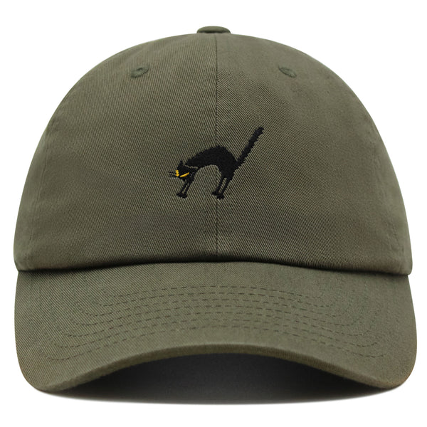 Scared Cat Premium Dad Hat Embroidered Baseball Cap Black Cat