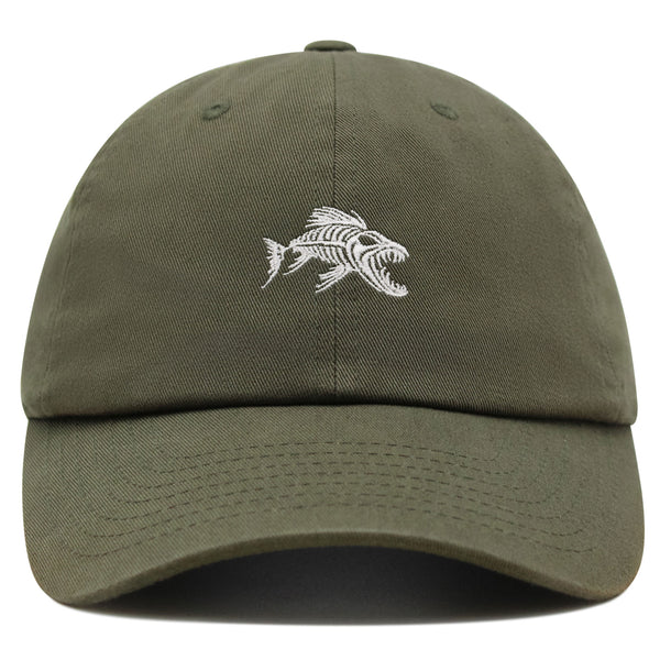 Fish Skeleton Premium Dad Hat Embroidered Baseball Cap Fish Bone