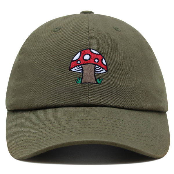 Mushrooms Premium Dad Hat Embroidered Baseball Cap White Polka Dot