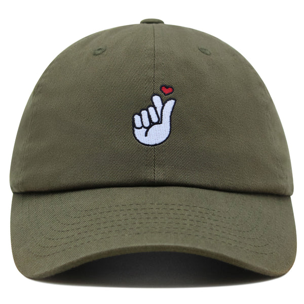 Kpop Finger Heart Premium Dad Hat Embroidered Baseball Cap Korean Heart Finger