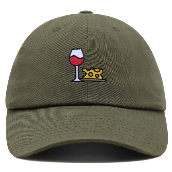 Wine and Cheese Premium Dad Hat Embroidered Baseball Cap Winery Logo