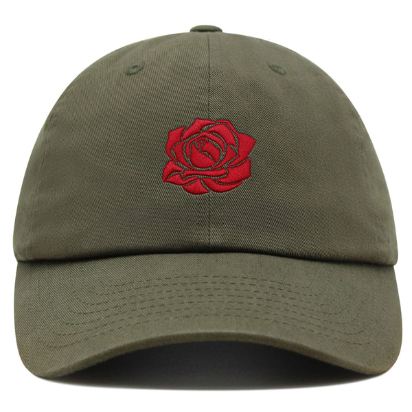 Red Rose Premium Dad Hat Embroidered Cotton Baseball Cap Flower