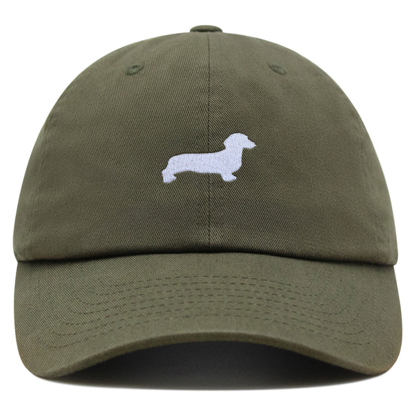 Dachshund Silhouette Premium Dad Hat Embroidered Cotton Baseball Cap Outline