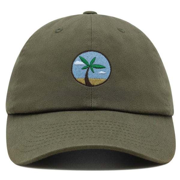 Oasis Palm Tree Premium Dad Hat Embroidered Cotton Baseball Cap