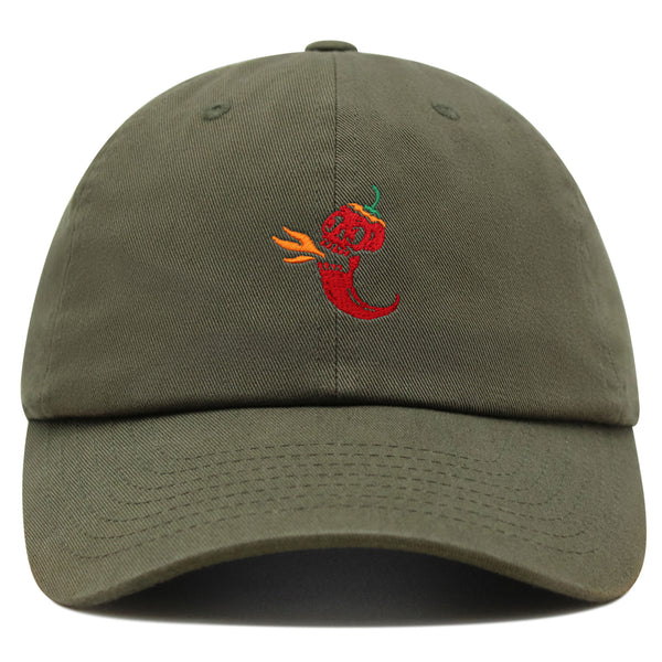 Jalapeno Skull Premium Dad Hat Embroidered Cotton Baseball Cap Spicy Pepper