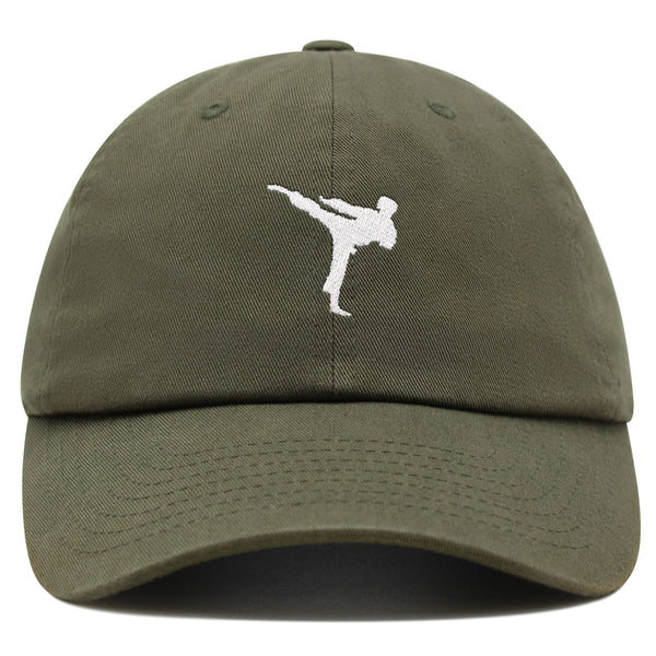 Martial Art Silhouette Premium Dad Hat Embroidered Cotton Baseball Cap Tae Kwon Do