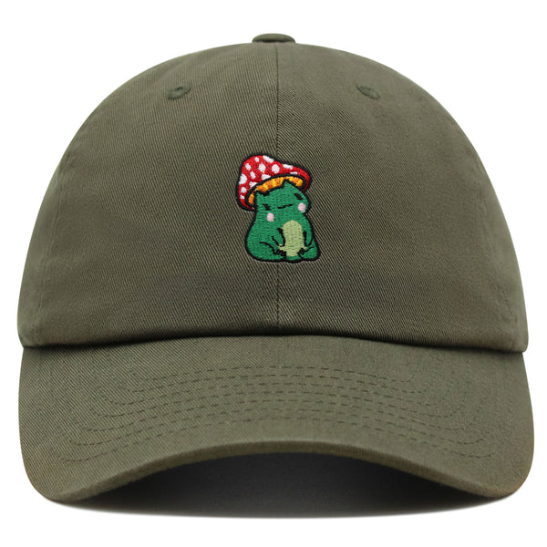 Cute Frog Mushroom Premium Dad Hat Embroidered Cotton Baseball Cap Cute Froggy