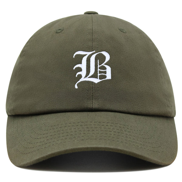 Old English Letter B Premium Dad Hat Embroidered Cotton Baseball Cap English Alphabet