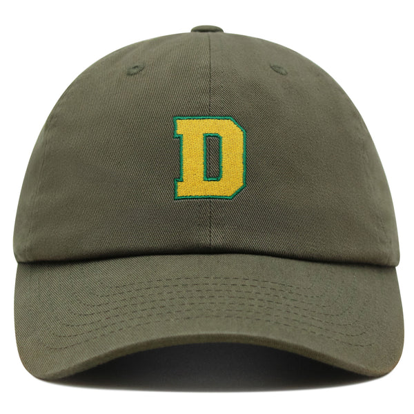 Initial D College Letter Premium Dad Hat Embroidered Cotton Baseball Cap Yellow Alphabet