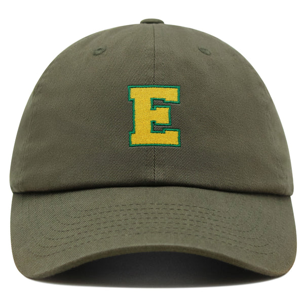 Initial E College Letter Premium Dad Hat Embroidered Cotton Baseball Cap Yellow Alphabet