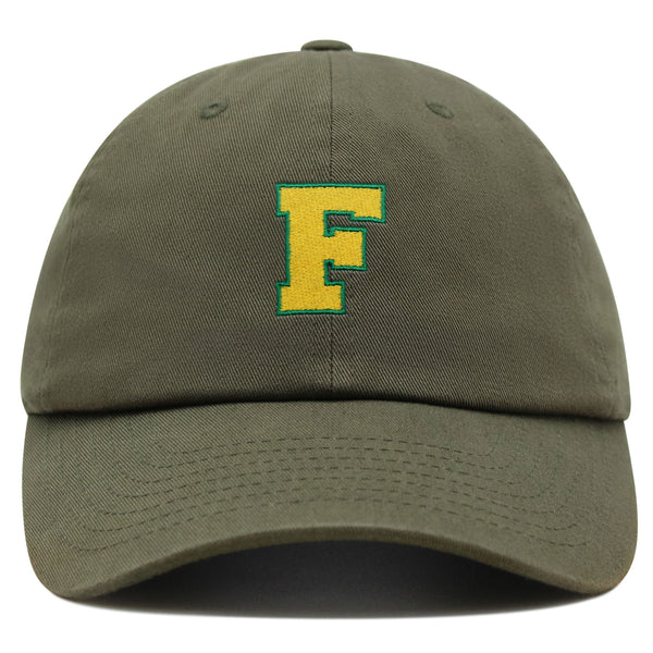 Initial F College Letter Premium Dad Hat Embroidered Cotton Baseball Cap Yellow Alphabet