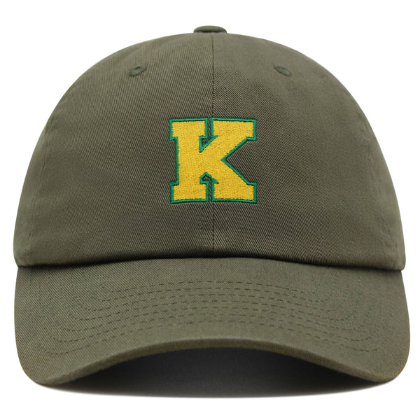 Initial K College Letter Premium Dad Hat Embroidered Cotton Baseball Cap Yellow Alphabet