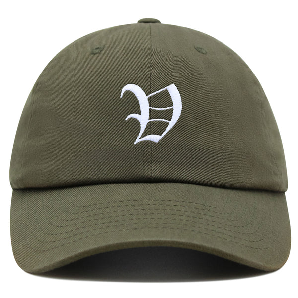 Old English Letter V Premium Dad Hat Embroidered Cotton Baseball Cap English Alphabet