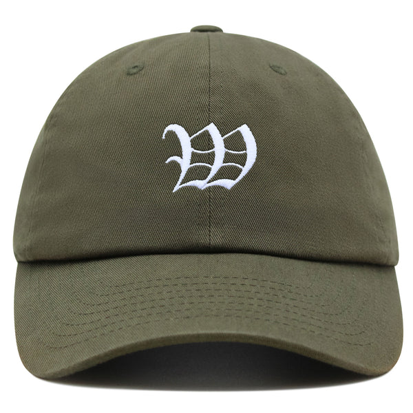 Old English Letter W Premium Dad Hat Embroidered Cotton Baseball Cap English Alphabet