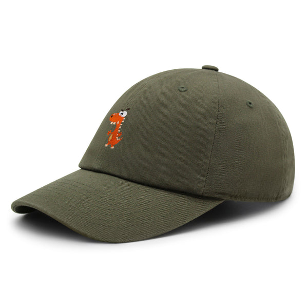 Funny Orange Dinosaur Premium Dad Hat Embroidered Baseball Cap  Funny Dino