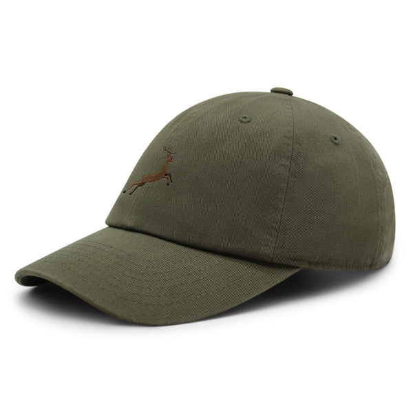 Deer Premium Dad Hat Embroidered Baseball Cap Hunting Jumping