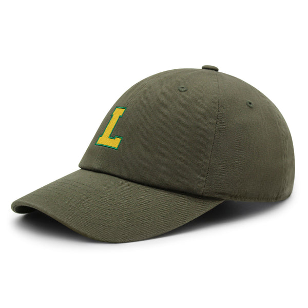 Initial L College Letter Premium Dad Hat Embroidered Cotton Baseball Cap Yellow Alphabet