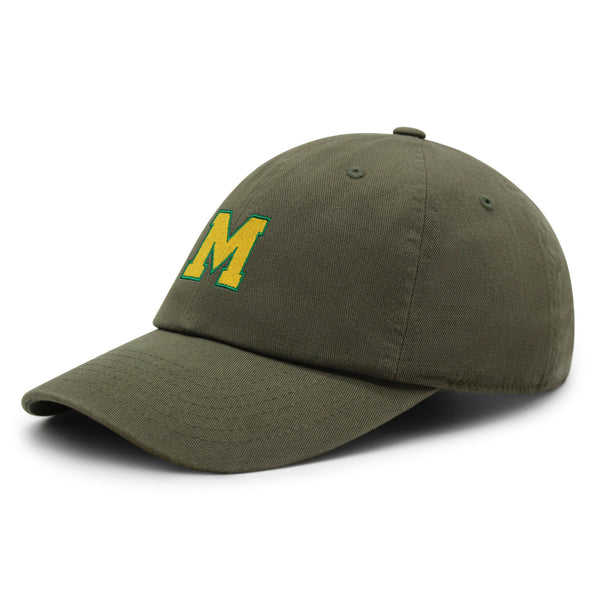 Initial M College Letter Premium Dad Hat Embroidered Cotton Baseball Cap Yellow Alphabet