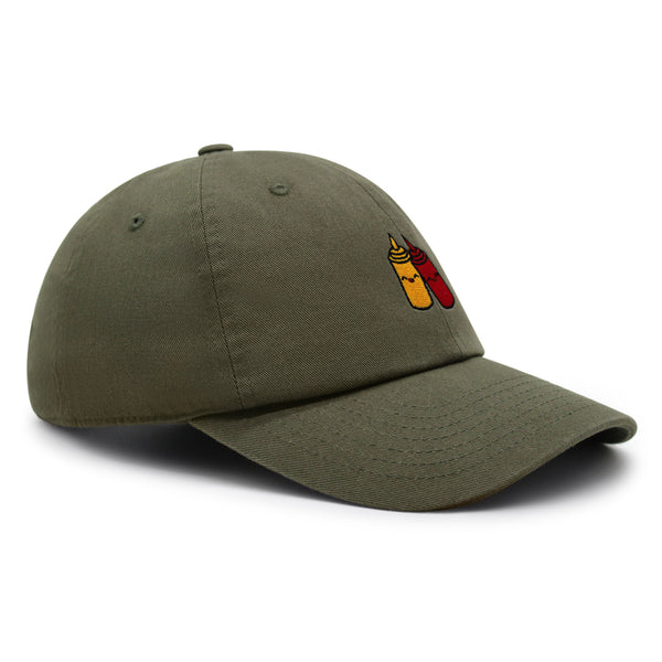 Ketchup and Mustard Premium Dad Hat Embroidered Baseball Cap Foodie Sauces Ketchut Mustard