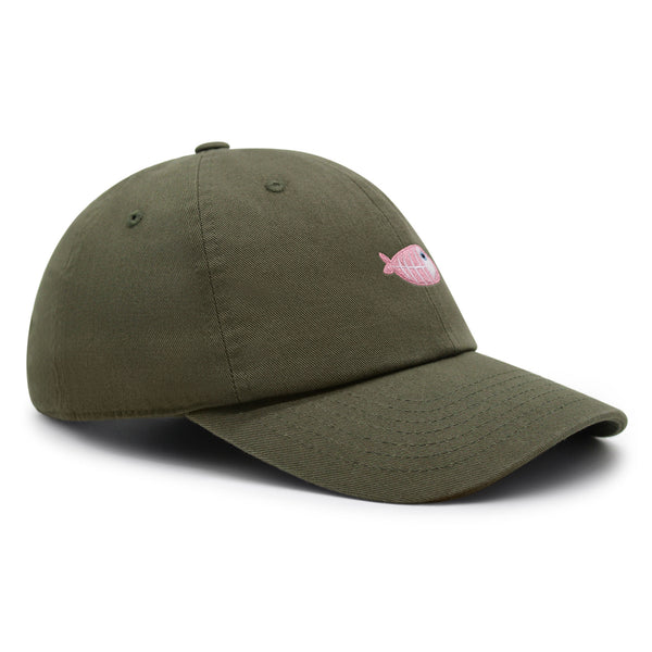 Fishbone Premium Dad Hat Embroidered Baseball Cap Pink Bone