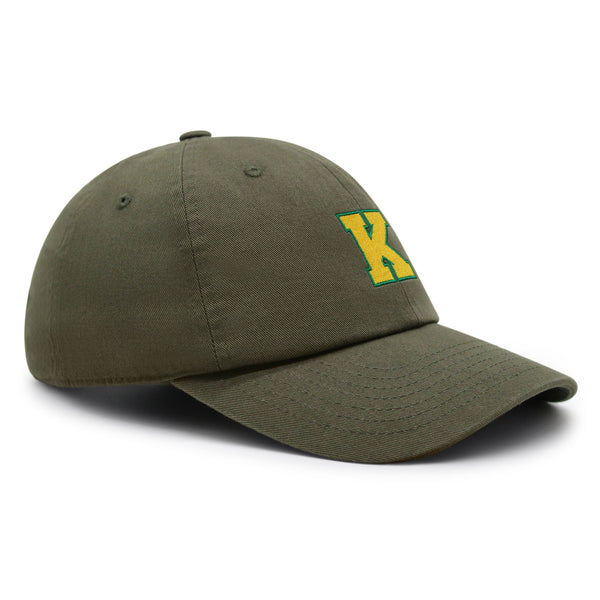 Initial K College Letter Premium Dad Hat Embroidered Cotton Baseball Cap Yellow Alphabet