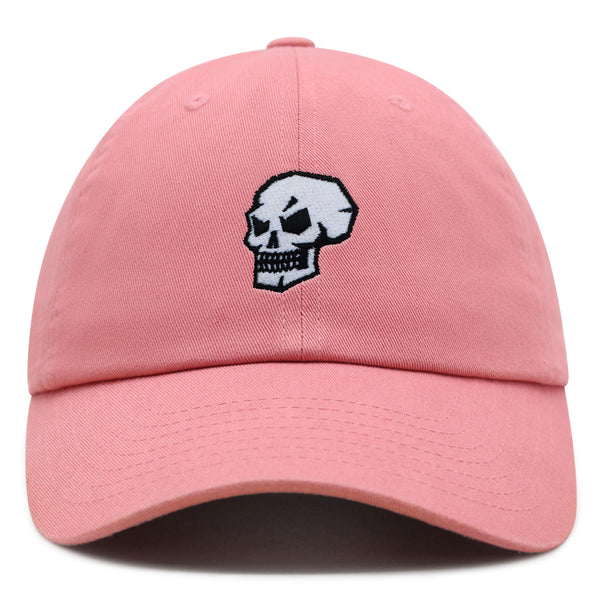 Skull Side View Premium Dad Hat Embroidered Baseball Cap Grunge