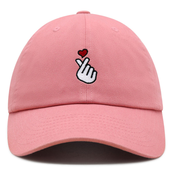 Korean Heart Finger Premium Dad Hat Embroidered Baseball Cap Korea Sign