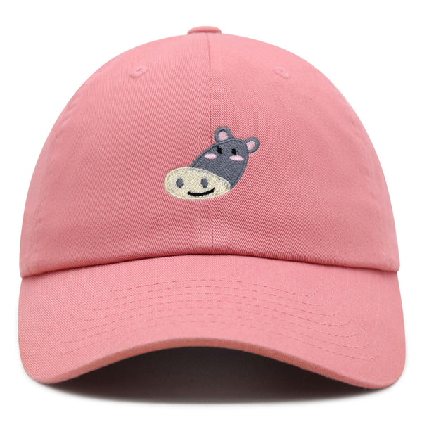 Cute Hippo Face Premium Dad Hat Embroidered Baseball Cap Zoo Hippopotamus