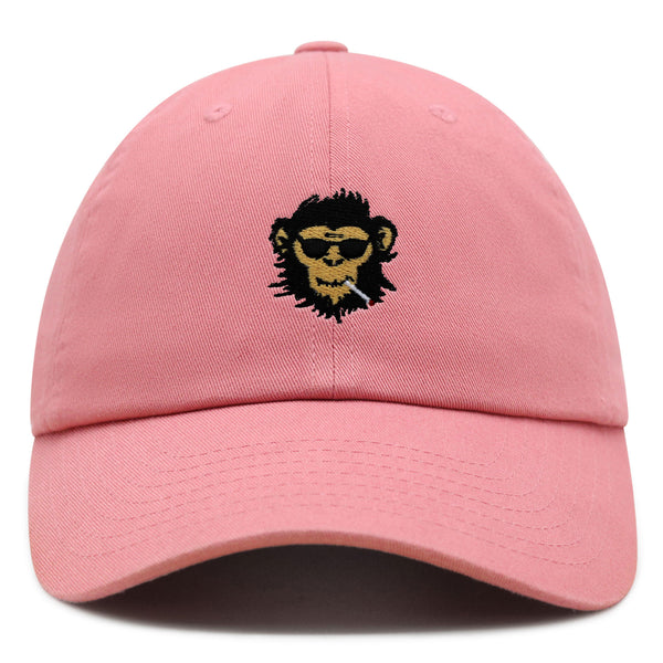 Smoking Monkey Premium Dad Hat Embroidered Baseball Cap Wild Animal Funny