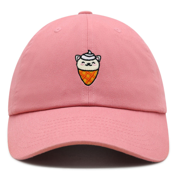 Ice Cream Cat Premium Dad Hat Embroidered Baseball Cap Ice Cream Foodie