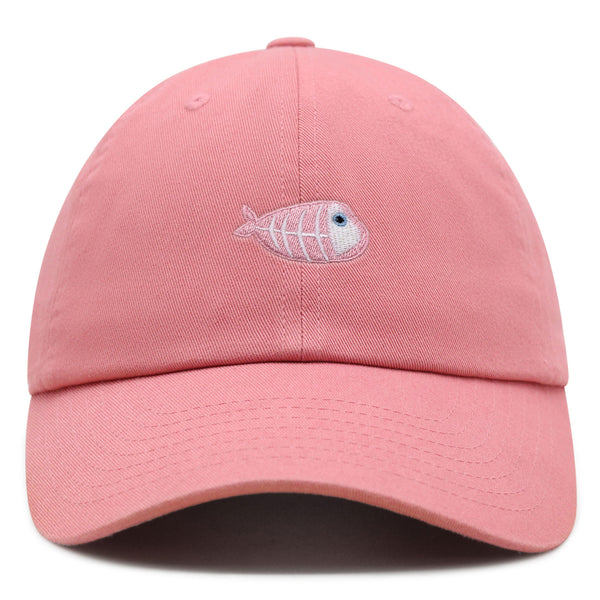 Fishbone Premium Dad Hat Embroidered Baseball Cap Pink Bone