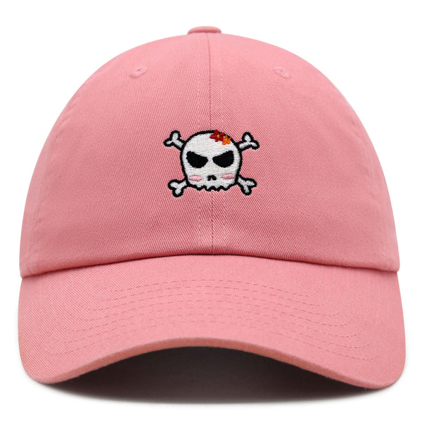 Skull Premium Dad Hat Embroidered Baseball Cap Ribbon Girly